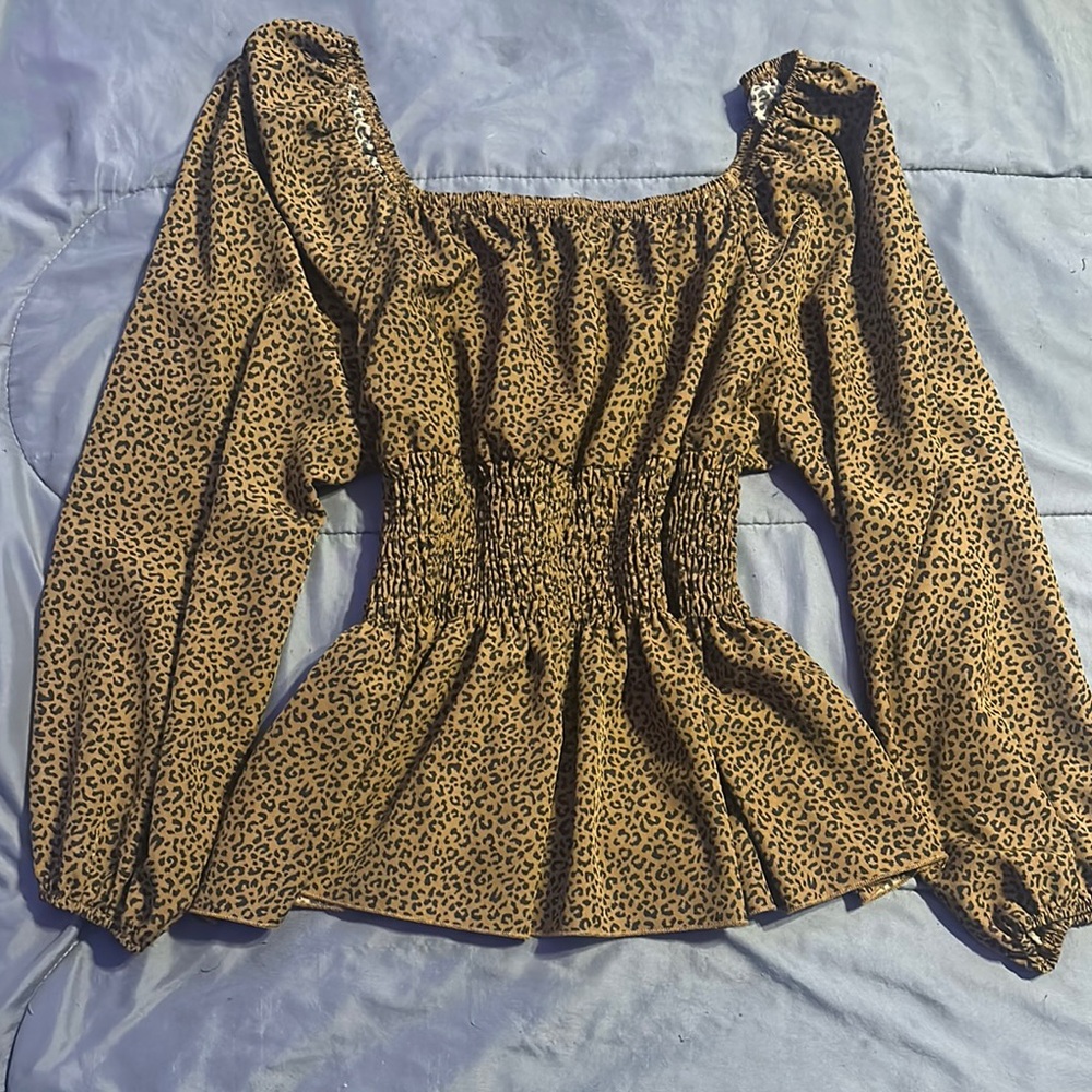 Leopard Print Smocked Blouse